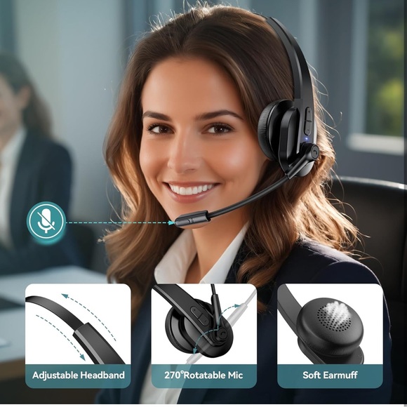 SNIB Single-Ear Wireless Noise Cancellation Bluetooth Headset with USB Dongle - Picture 6 of 7